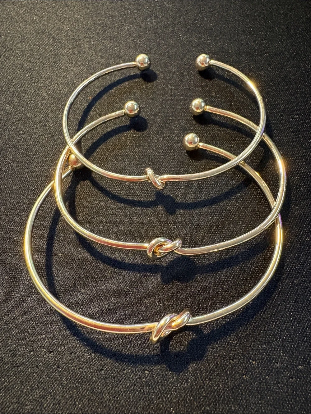 Gold Tone Knot Bracelets 3 Size Knots